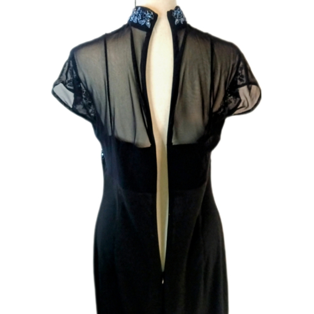 Vintage :: Ste'nay Sequin Regency Beaded Black Maxi Formal Event Dress Size 12 - Picture 11 of 13